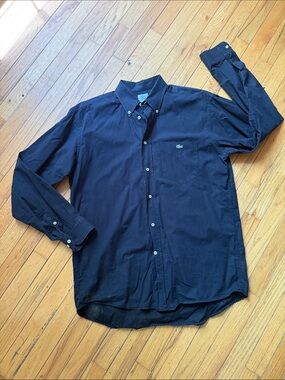 Lacoste Men's Dark Navy Long-Sleeve Button-Down Shirt
